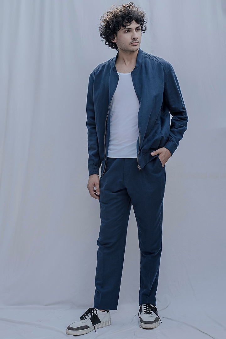 Midnight Blue Jacket Set by Bohame Men at Pernia's Pop Up Shop