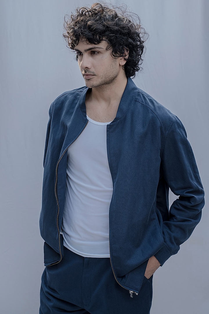 Midnight Blue Jacket Set by Bohame Men at Pernia's Pop Up Shop