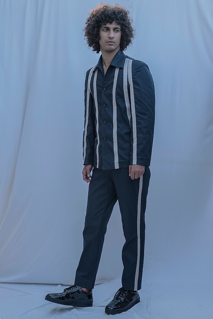 Emerald Green Striped Suit Set by Bohame Men at Pernia's Pop Up Shop