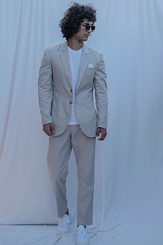 Cream Suit Set by Bohame Men