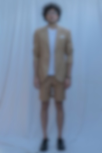 Tan Brown Blazer With Shorts by Bohame Men at Pernia's Pop Up Shop