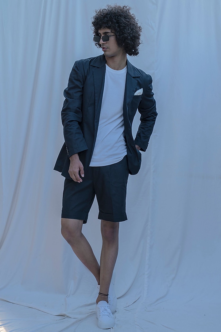 Green Blazer With Shorts by Bohame Men at Pernia's Pop Up Shop