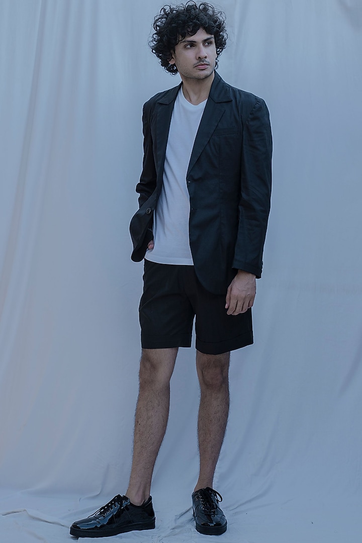 Black Blazer With Shorts by Bohame Men at Pernia's Pop Up Shop