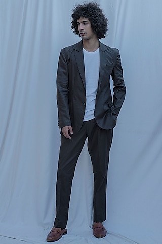 Dark Brown Suit Set by Bohame Men
