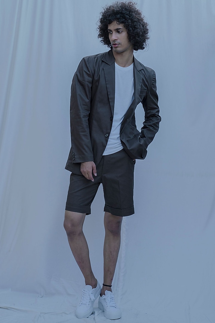 Dark Brown Blazer With Shorts by Bohame Men at Pernia's Pop Up Shop