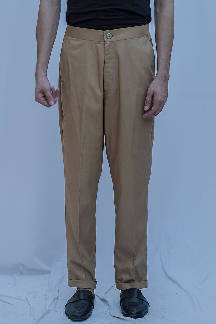 Tan Brown Trousers by Bohame Men at Pernia's Pop Up Shop