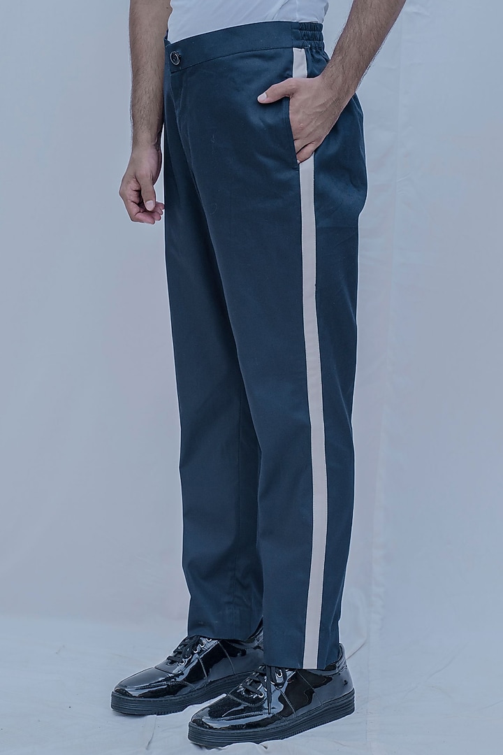 Blue Striped Trousers by Bohame Men at Pernia's Pop Up Shop