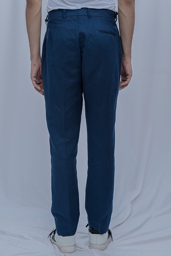 Blue Linen Trousers by Bohame Men at Pernia's Pop Up Shop