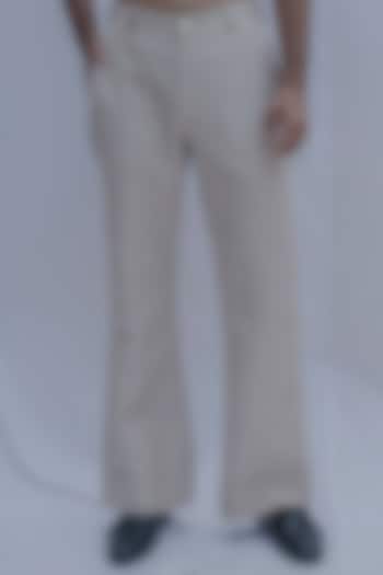 Beige Cotton Linen Pants by Bohame Men at Pernia's Pop Up Shop