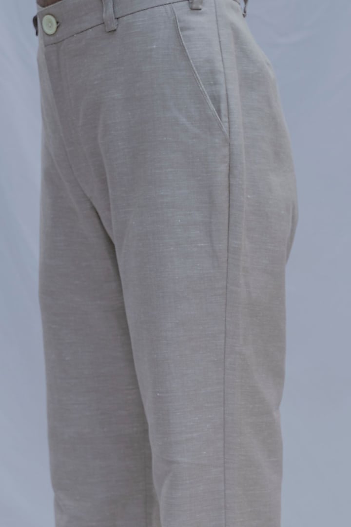 Beige Cotton Linen Pants by Bohame Men at Pernia's Pop Up Shop