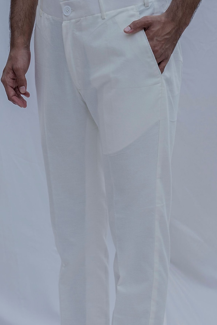 White Cotton Linen Pants by Bohame Men at Pernia's Pop Up Shop