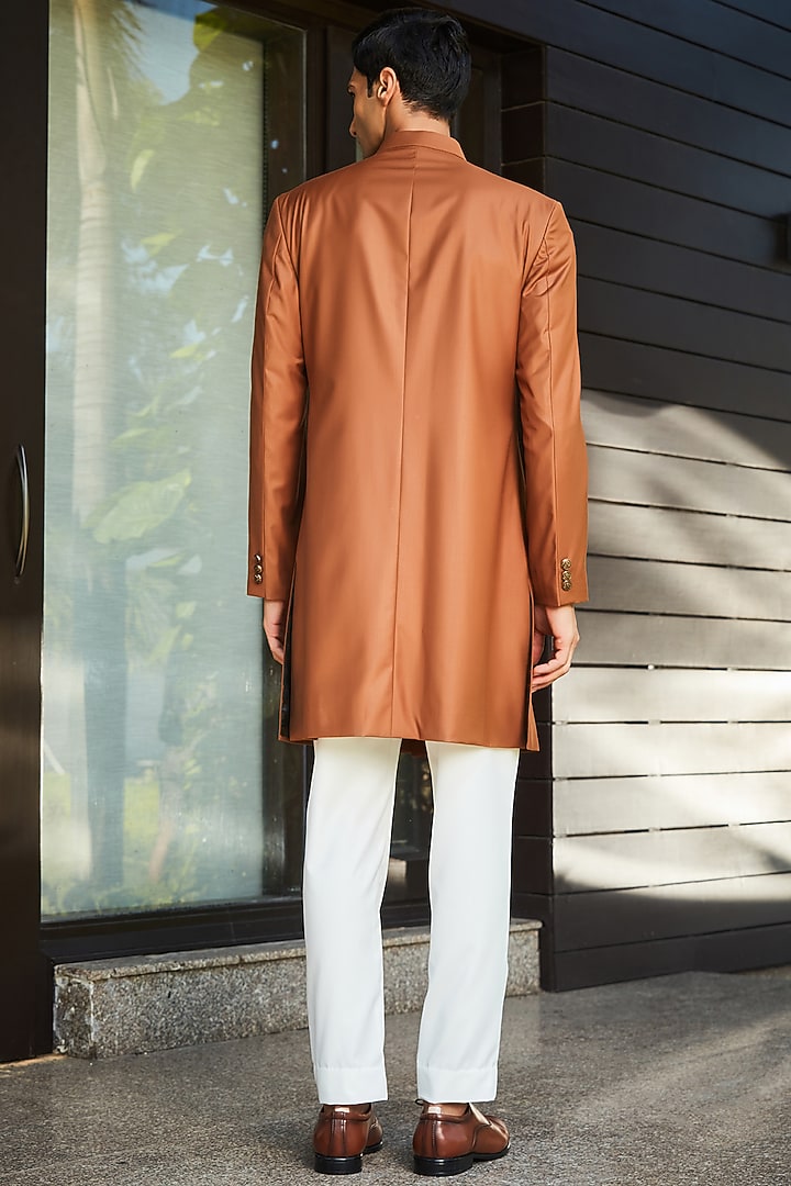 Rust Terrywool Suiting Indo-Western Set by Bohame Men at Pernia's Pop Up Shop