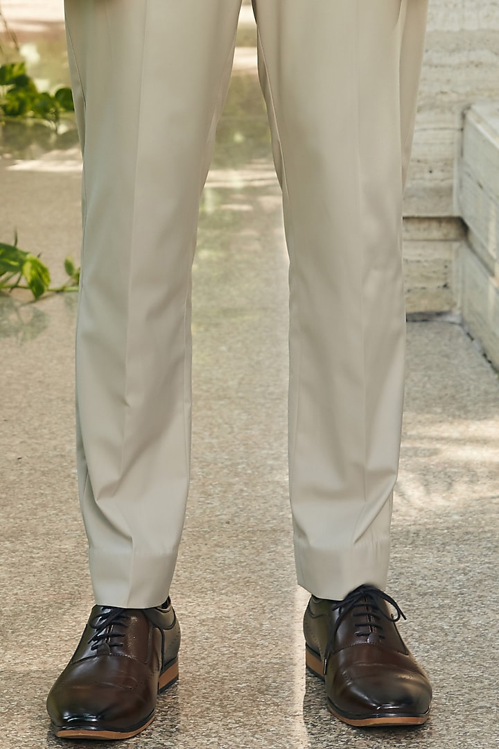 Ivory Terrywool Suiting Pintuck Wedding Bandhgala Set by Bohame Men at Pernia's Pop Up Shop