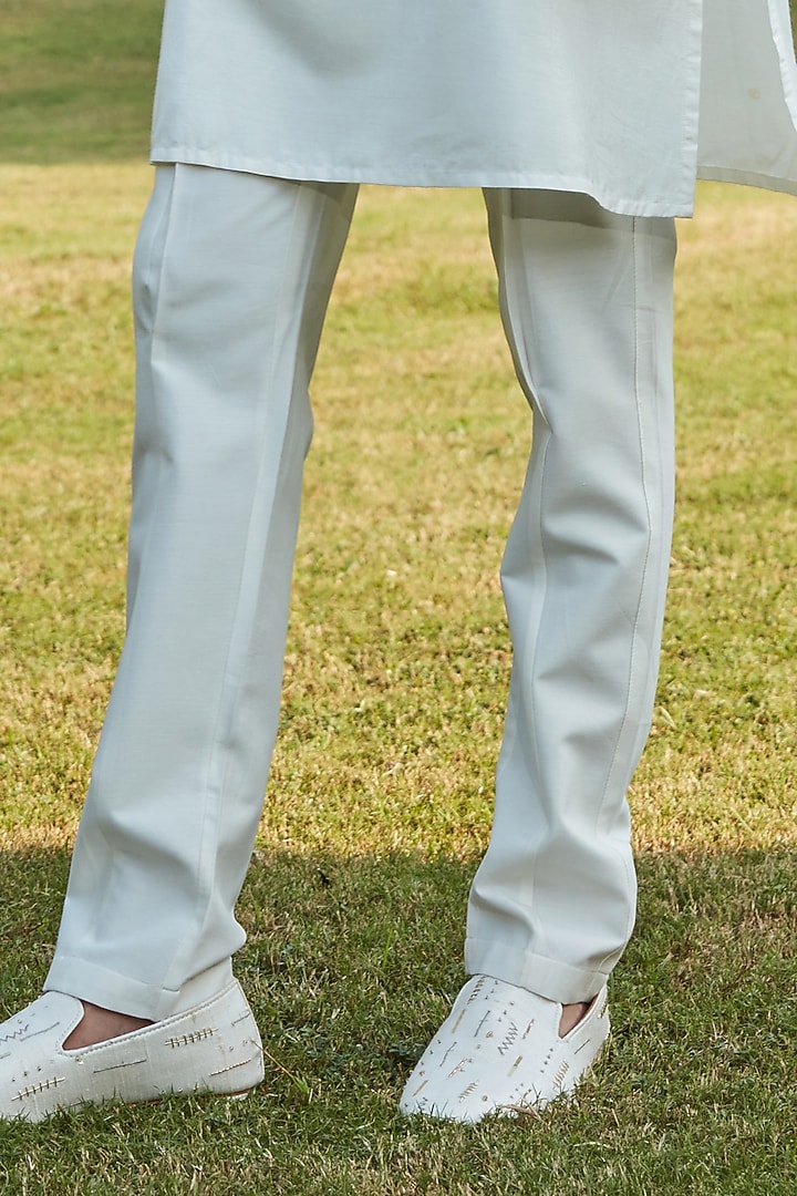 Off-White Dupion Nehru Jacket Set by Bohame Men at Pernia's Pop Up Shop
