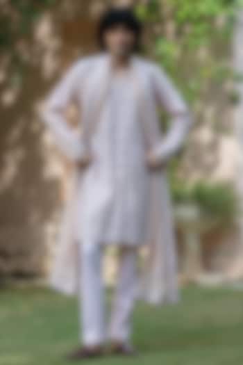 Light Pink Chanderi Kurta Set by Bohame Men at Pernia's Pop Up Shop