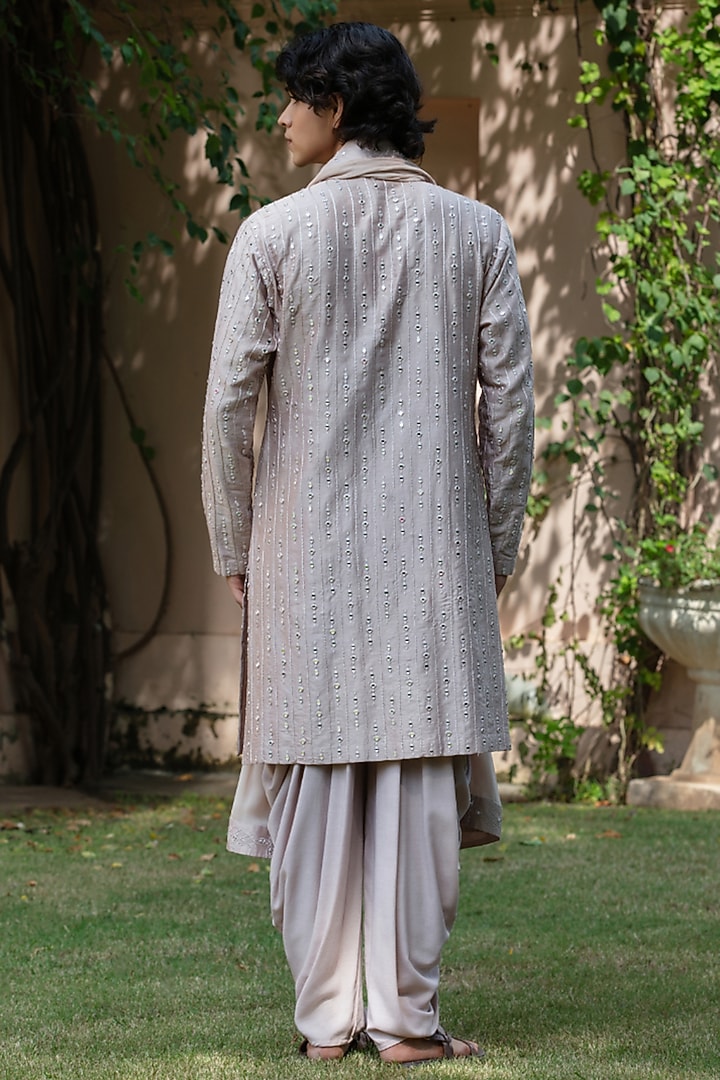 Champagne Chanderi Kurta Set by Bohame Men at Pernia's Pop Up Shop