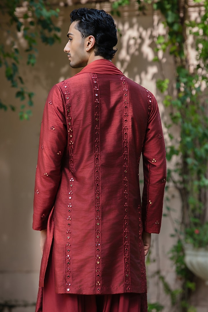 Rust Dupion Silk Kurta Set by Bohame Men at Pernia's Pop Up Shop