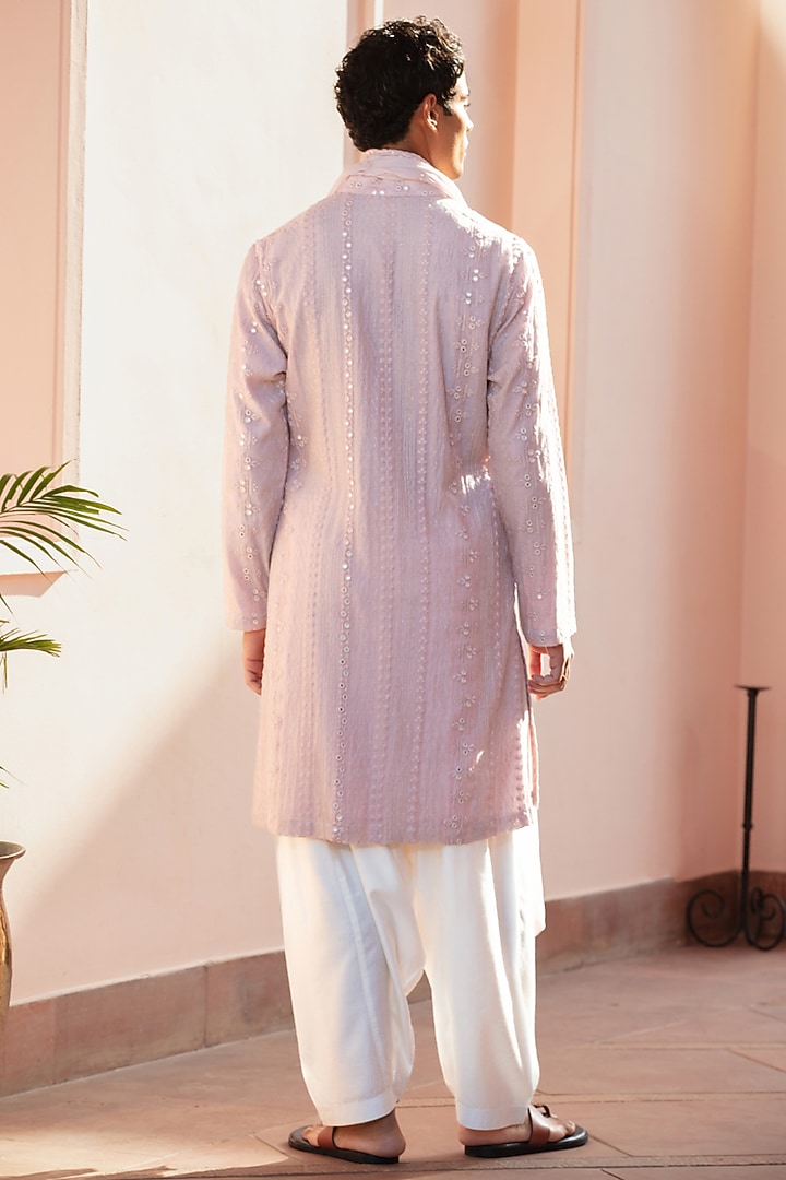 Light Pink Chikankari Kurta Set by Bohame Men at Pernia's Pop Up Shop