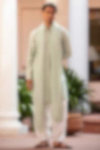 Sage Green Chikankari Kurta Set by Bohame Men at Pernia's Pop Up Shop