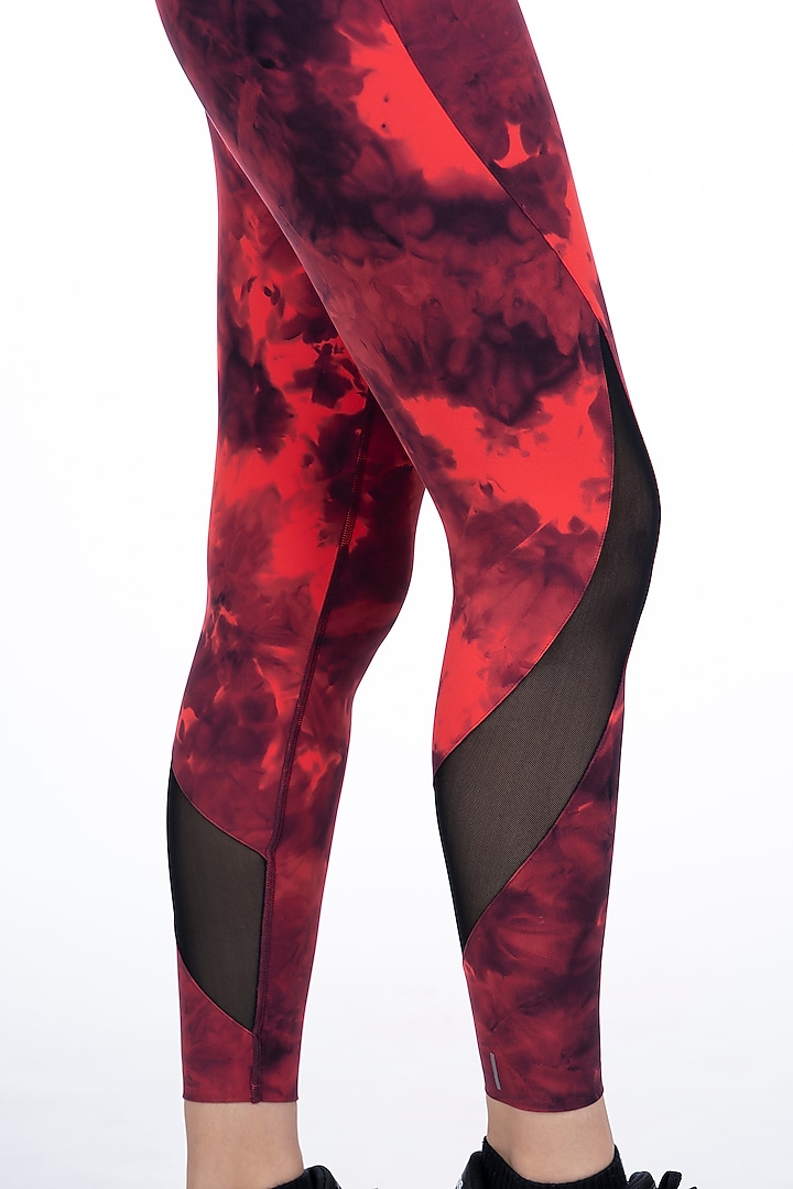 Red & Wine Tie-Dye High-Waisted Leggings by BODD ACTIVE at Pernia's Pop Up Shop