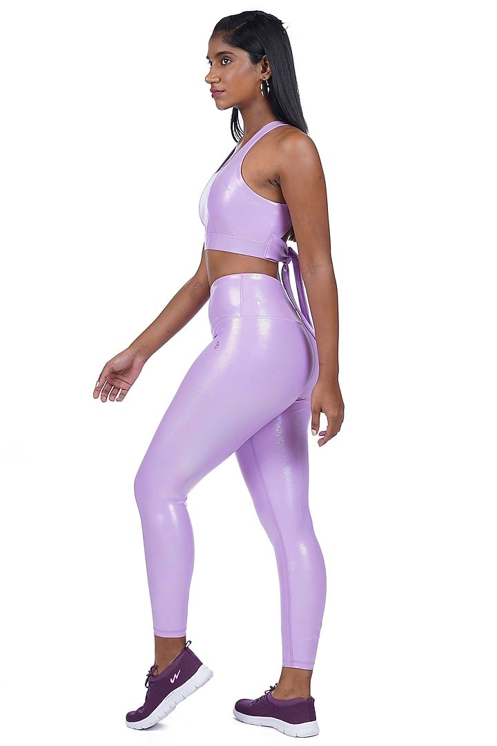 Lavender Holographic Padded Sports Bra by BODD ACTIVE at Pernia's Pop Up Shop