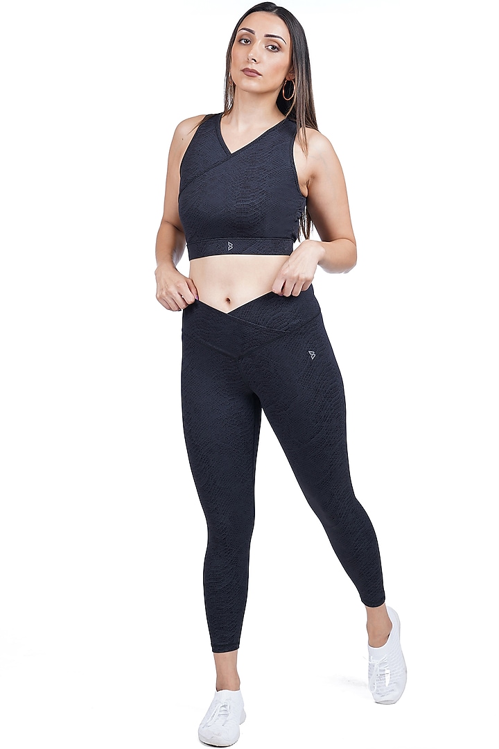 Black Printed High-Waisted Leggings by BODD ACTIVE