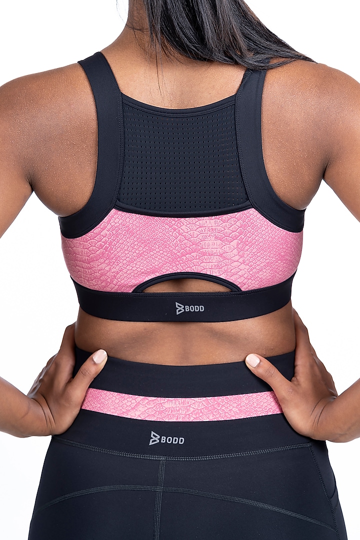 Pink Nylon Elastane Blend Padded Sports Bra by BODD ACTIVE at Pernia's Pop Up Shop