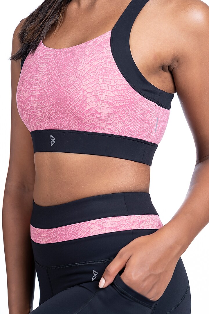 Pink Nylon Elastane Blend Padded Sports Bra by BODD ACTIVE at Pernia's Pop Up Shop