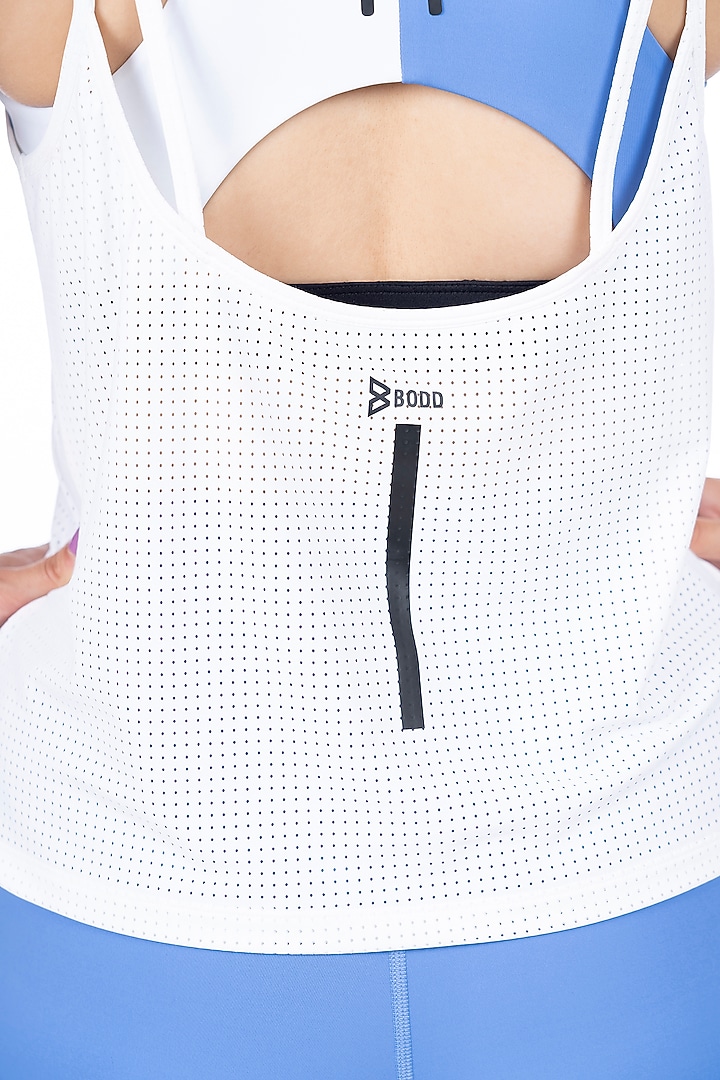 White Nylon Elastane Blend Tank Top by BODD ACTIVE at Pernia's Pop Up Shop