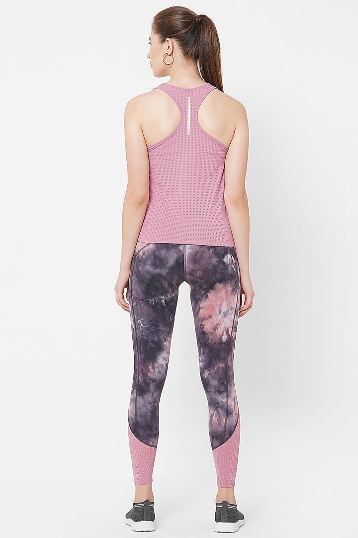 Pink & Grey Tie-Dye Printed Leggings by BODD ACTIVE at Pernia's Pop Up Shop