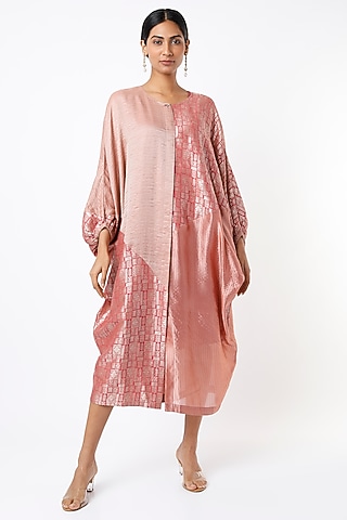 Light Pink Color Blocked Dress With Slip by Bodhi Tree by Deepika and Neha