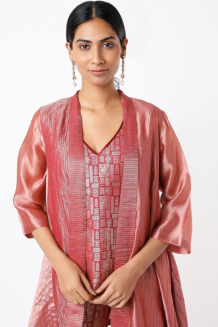 Light Pink Color Blocked Asymmetrical Jacket Set by Bodhi Tree by Deepika and Neha at Pernia's Pop Up Shop
