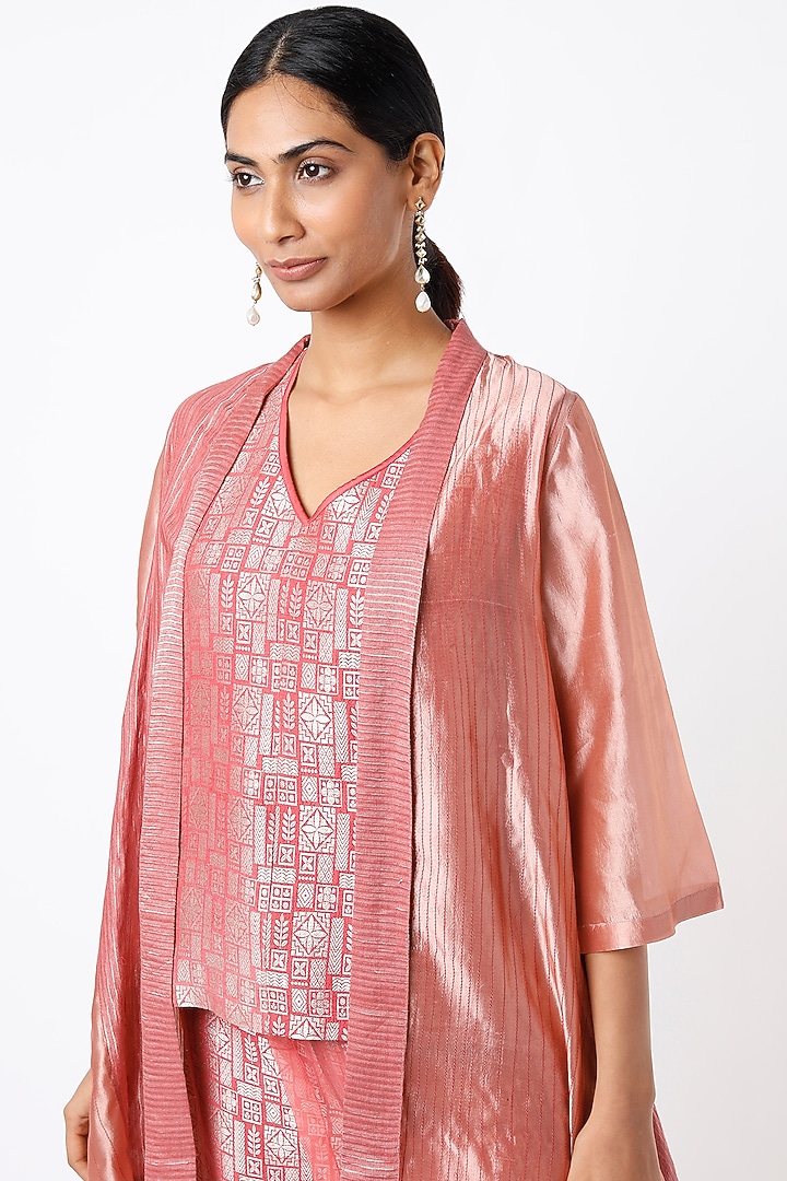 Light Pink Asymmetrical Jacket Set by Bodhi Tree by Deepika and Neha at Pernia's Pop Up Shop