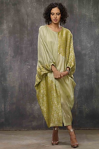 Acid Yellow Color Blocked Dress With Slip by Bodhi Tree by Deepika and Neha
