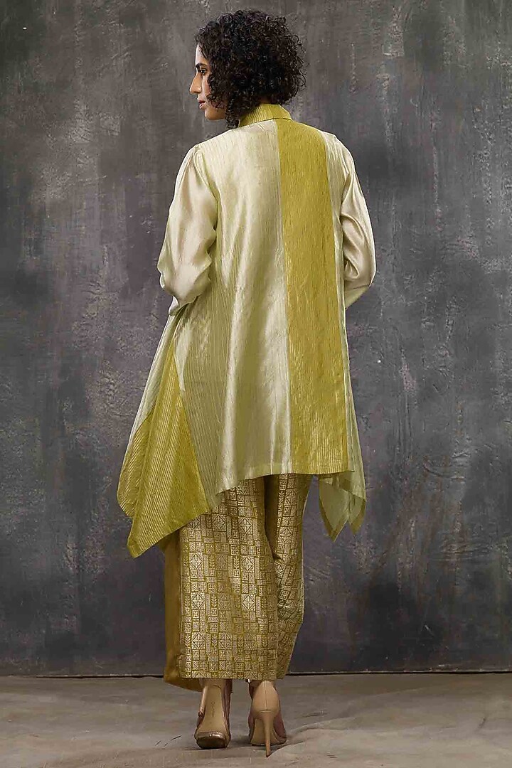 Acid Yellow Color Blocked Jacket Set by Bodhi Tree by Deepika and Neha at Pernia's Pop Up Shop