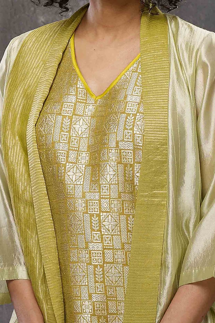 Acid Yellow Color Blocked Jacket Set by Bodhi Tree by Deepika and Neha at Pernia's Pop Up Shop
