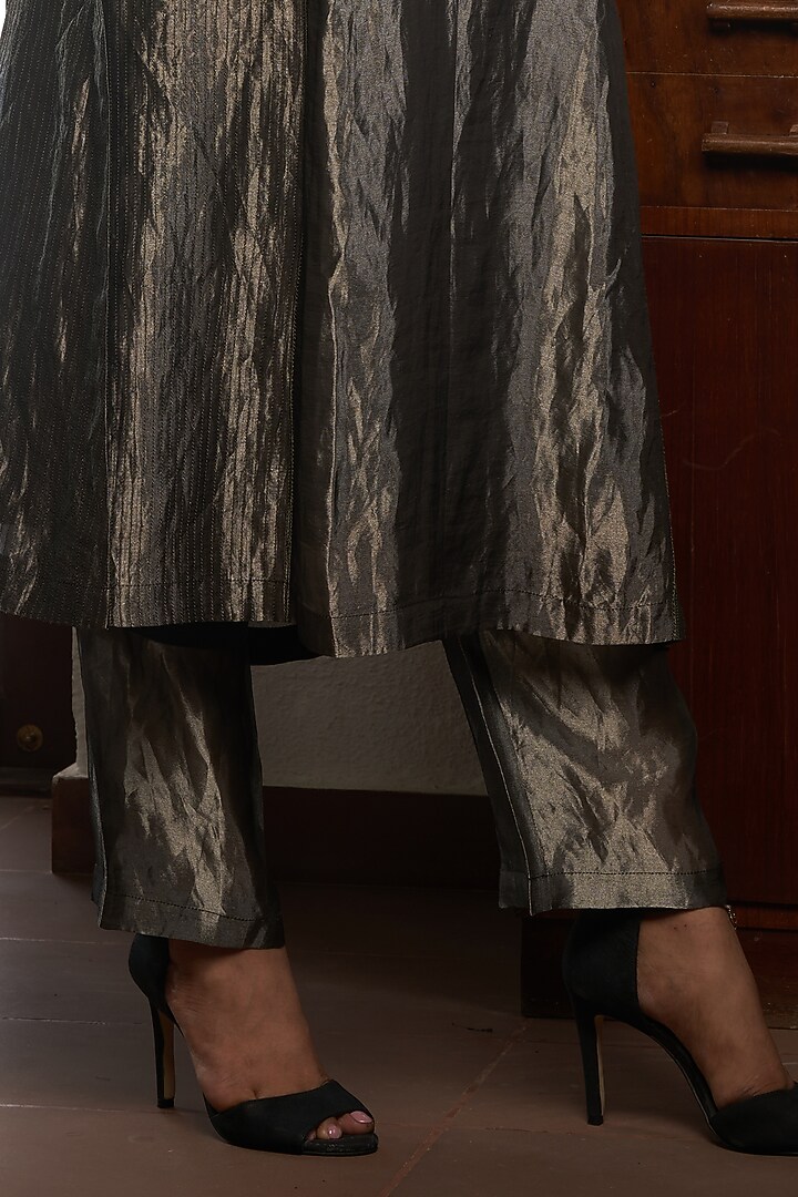 Charcoal Black Embroidered Kurta Set by Bodhi Tree by Deepika and Neha at Pernia's Pop Up Shop