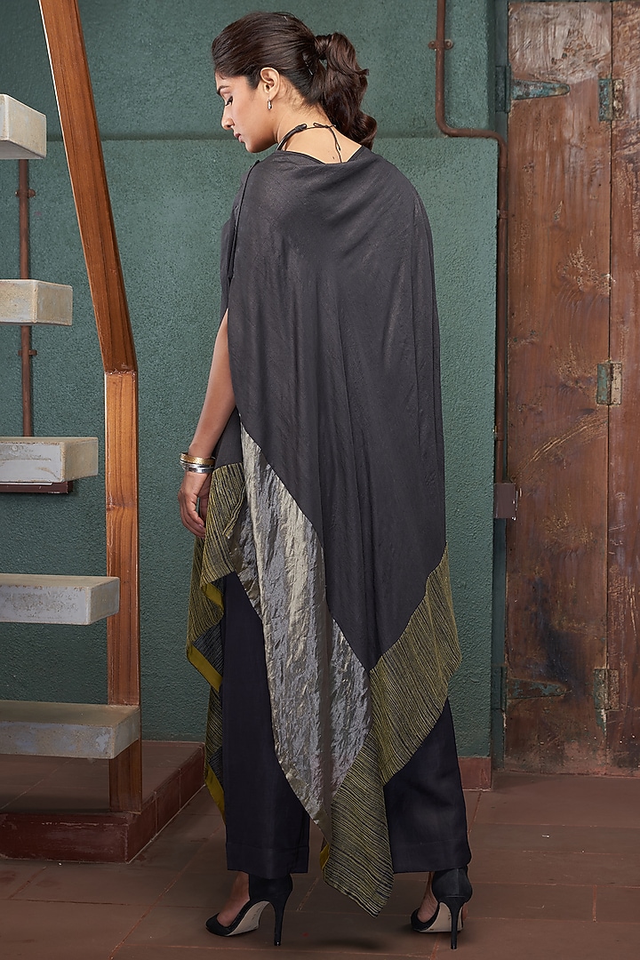 Black Silk & Tussar Pant Set by Bodhi Tree by Deepika and Neha at ...