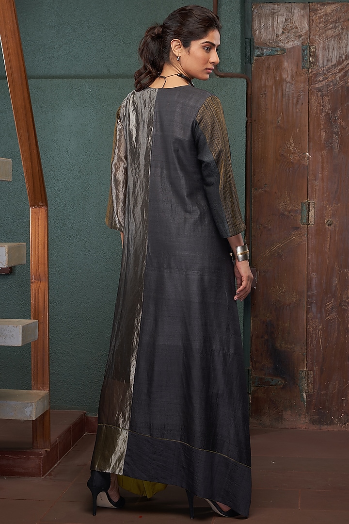 Charcoal Black Silk A-line Kaftan by Bodhi Tree by Deepika and Neha at Pernia's Pop Up Shop