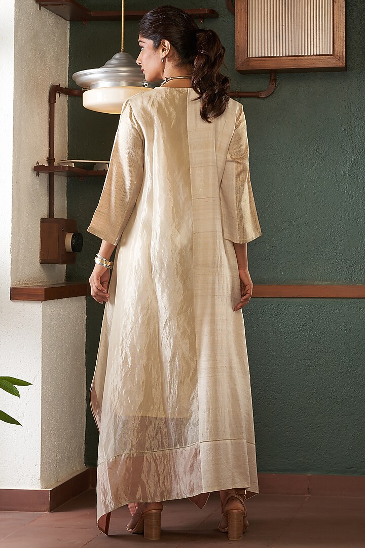 Beige Silk A-line Kaftan by Bodhi Tree by Deepika and Neha at Pernia's Pop Up Shop