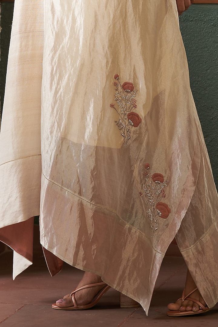 Beige Silk A-line Kaftan by Bodhi Tree by Deepika and Neha at Pernia's Pop Up Shop