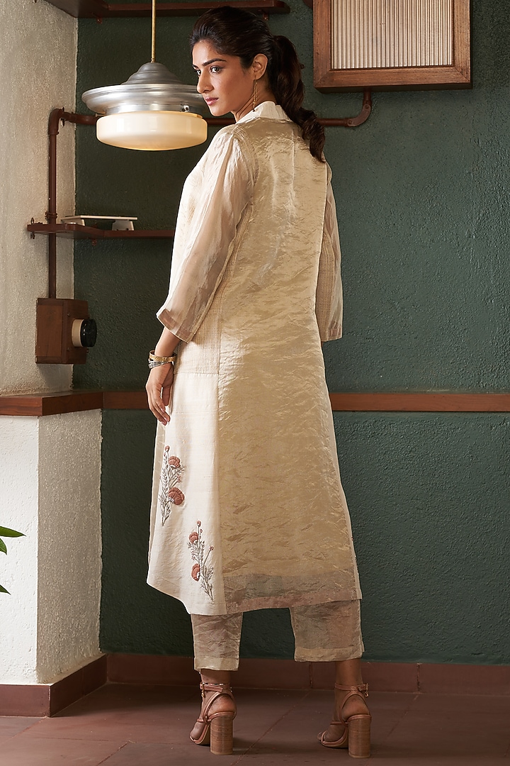 Beige A-Line Printed Kurta Set by Bodhi Tree by Deepika and Neha at Pernia's Pop Up Shop