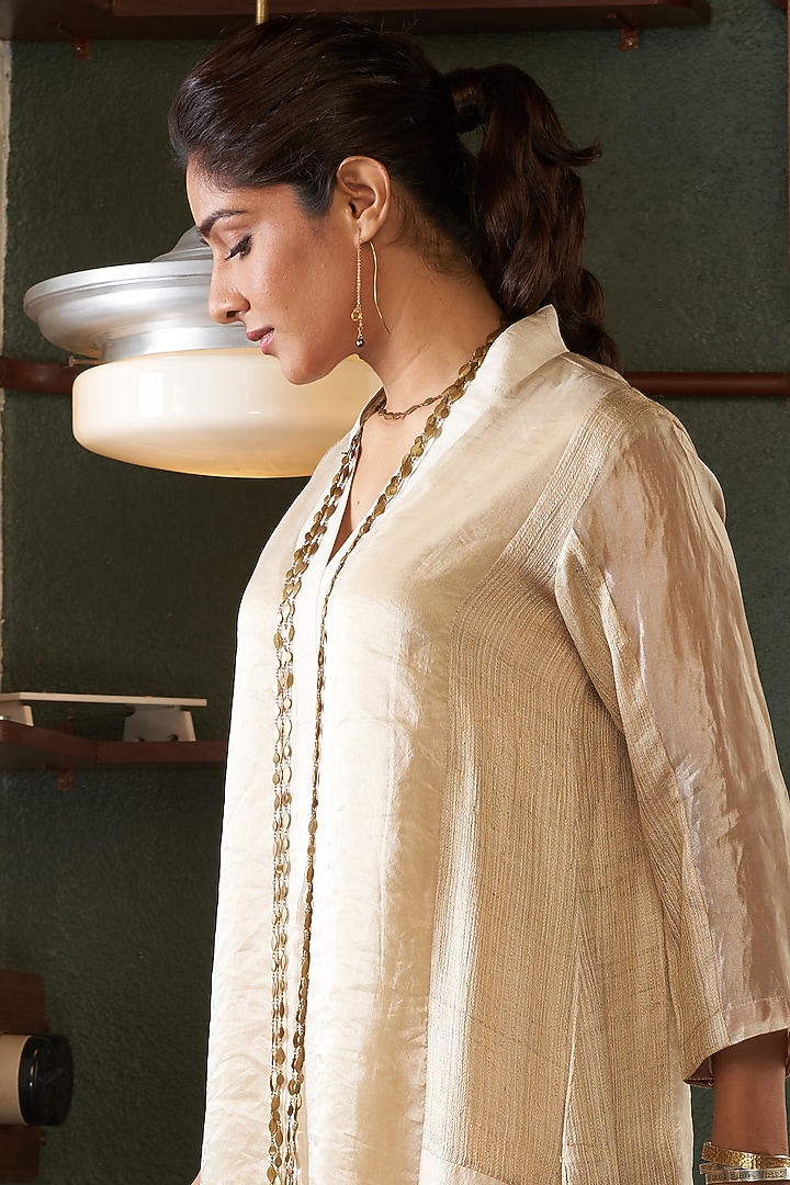 Beige A-Line Printed Kurta Set by Bodhi Tree by Deepika and Neha at Pernia's Pop Up Shop