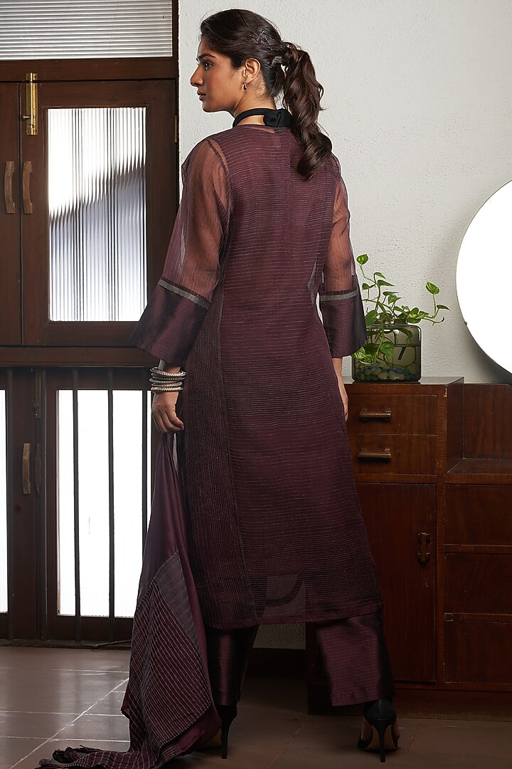 Wine Silk Kurta Set by Bodhi Tree by Deepika and Neha at Pernia's Pop Up Shop