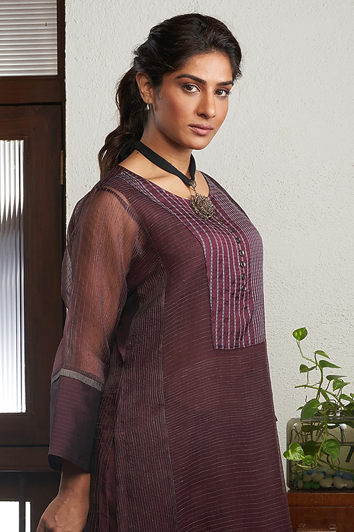 Wine Silk Kurta Set by Bodhi Tree by Deepika and Neha at Pernia's Pop Up Shop