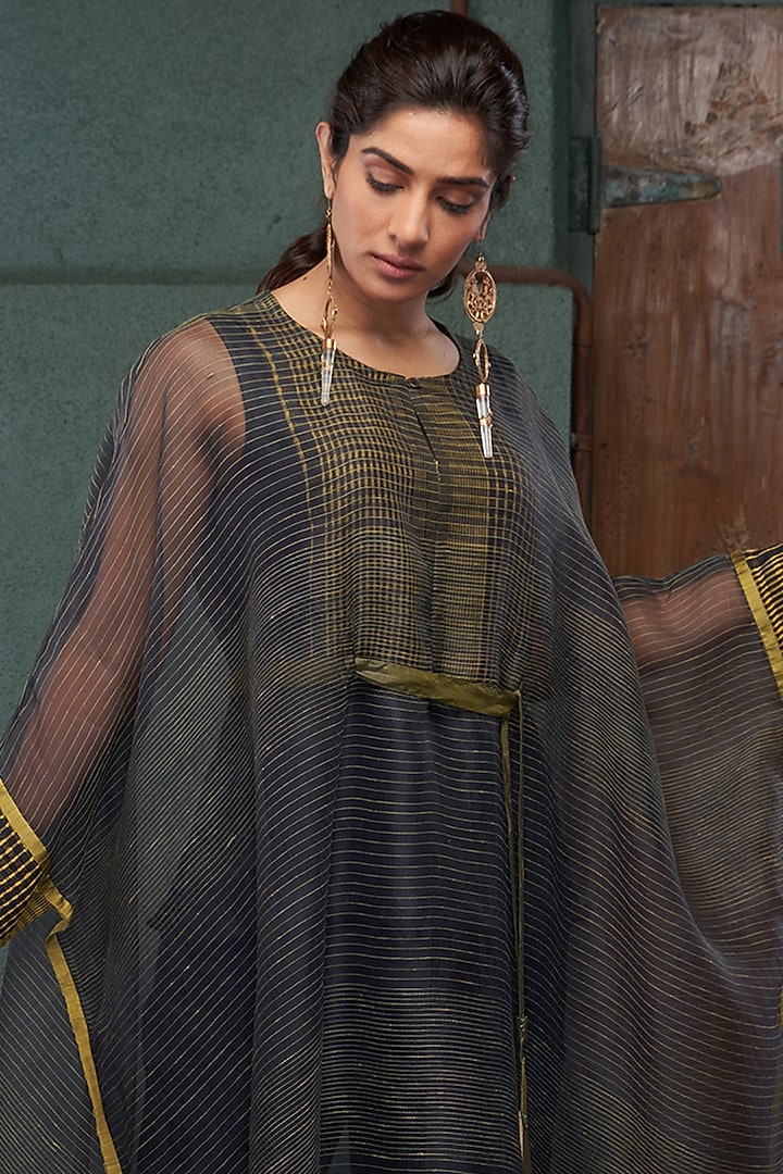 Black Silk Kaftan Set by Bodhi Tree by Deepika and Neha at Pernia's Pop Up Shop
