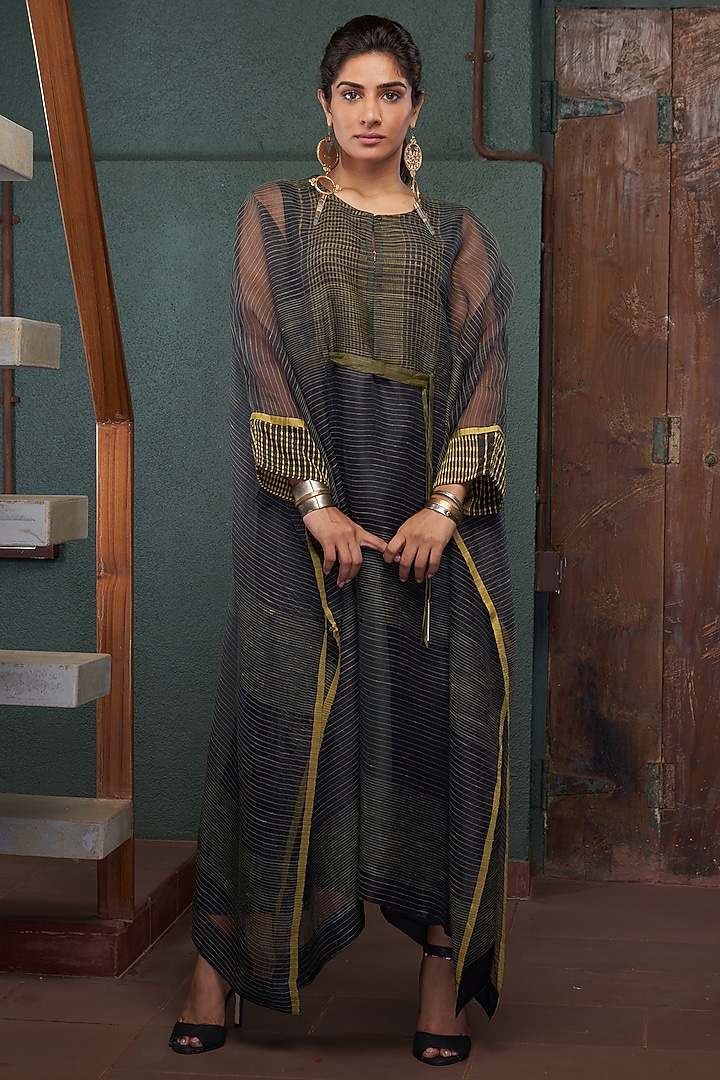 Black Silk Kaftan Set by Bodhi Tree by Deepika and Neha at Pernia's Pop Up Shop