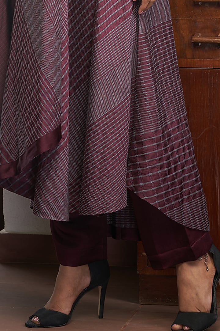 Wine Silk Flared Jacket Set by Bodhi Tree by Deepika and Neha at Pernia's Pop Up Shop
