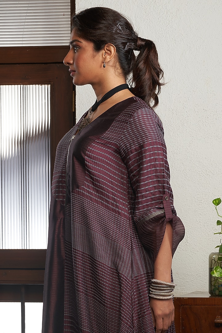 Wine Silk Color-Blocked Tunic by Bodhi Tree by Deepika and Neha at Pernia's Pop Up Shop