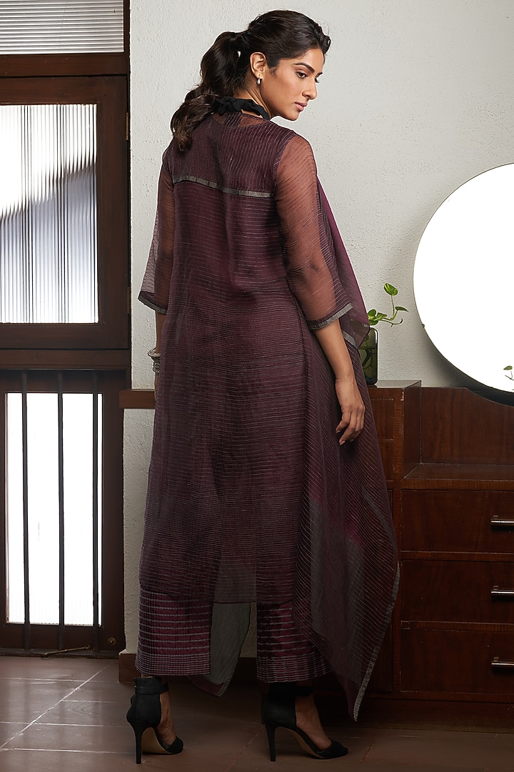 Wine Silk Jacket Set by Bodhi Tree by Deepika and Neha at Pernia's Pop Up Shop